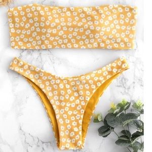 Zaful yellow floral print bikini